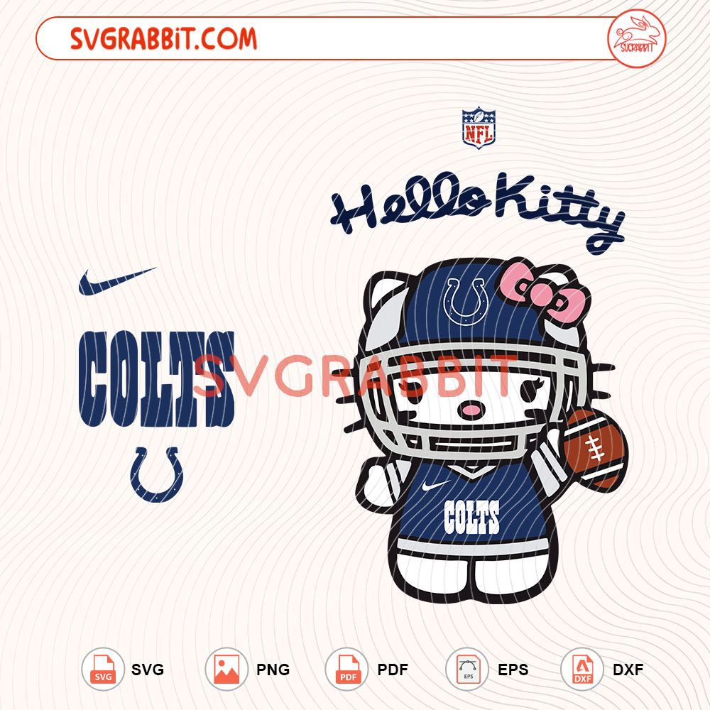 Hello Kitty Indianapolis Colts NFL Svg Colts NFL Svg digital download for Cricut Silhouette shirts mugs tumblers stickers decals and football crafts