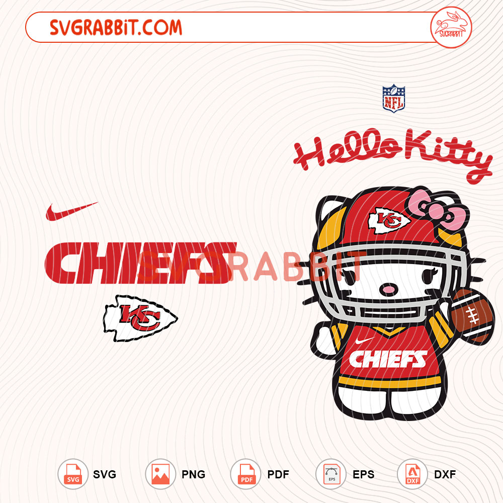 Hello Kitty Kansas City Chiefs NFL Svg Chiefs NFL Svg digital download for Cricut Silhouette shirts mugs tumblers stickers decals and football crafts