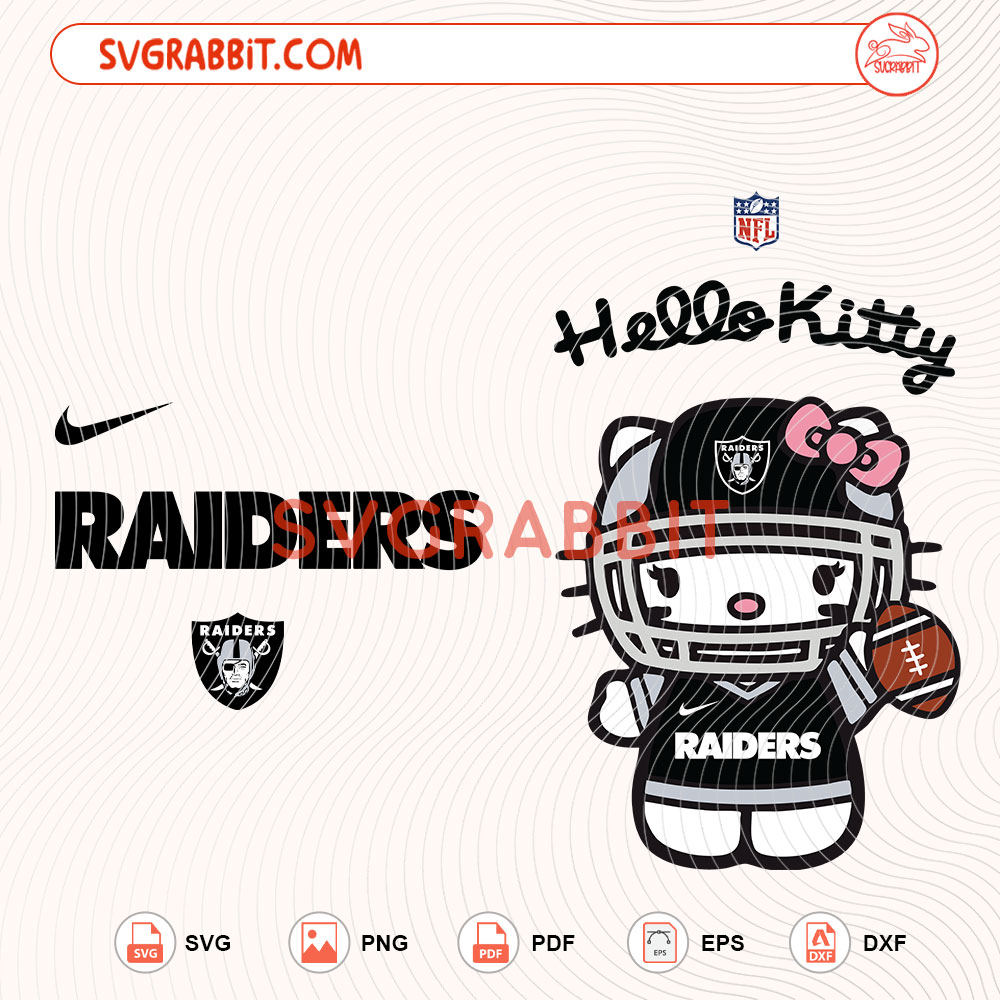 Hello Kitty Las Vegas Raiders NFL Svg Raiders NFL Svg digital download for Cricut Silhouette shirts mugs tumblers stickers decals and football crafts