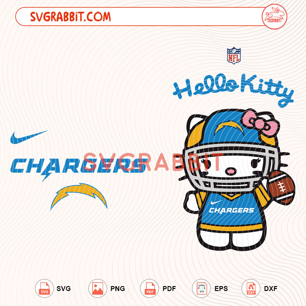 Hello Kitty Los Angeles Chargers NFL Svg Chargers NFL Svg digital download for Cricut Silhouette shirts mugs tumblers stickers decals and football crafts
