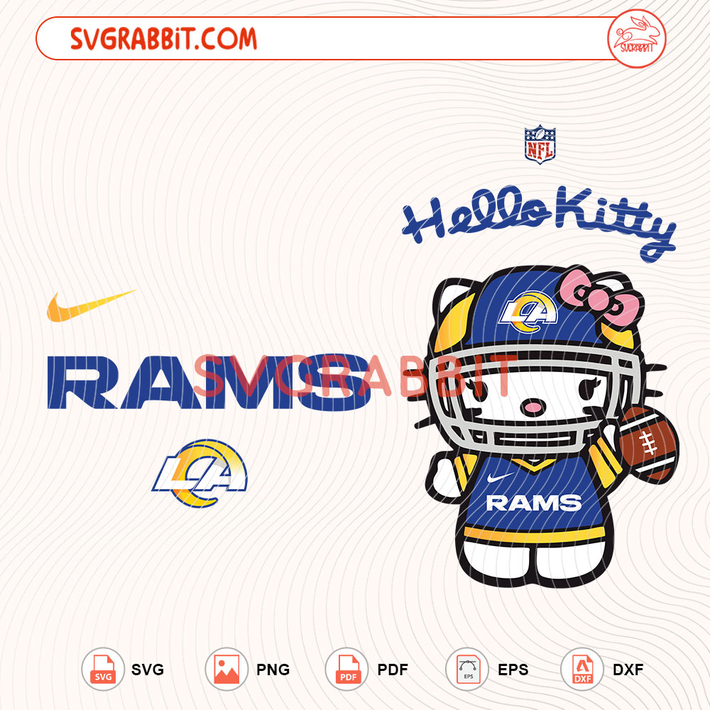 Hello Kitty Los Angeles Rams NFL Svg Rams NFL Svg digital download for Cricut Silhouette shirts mugs tumblers stickers decals and football crafts