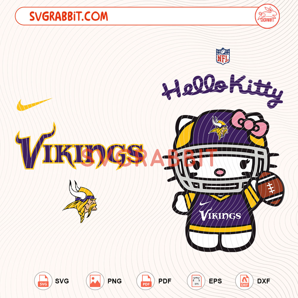 Hello Kitty Minnesota Vikings NFL Svg Vikings NFL Svg digital download for Cricut Silhouette shirts mugs tumblers stickers decals and football crafts