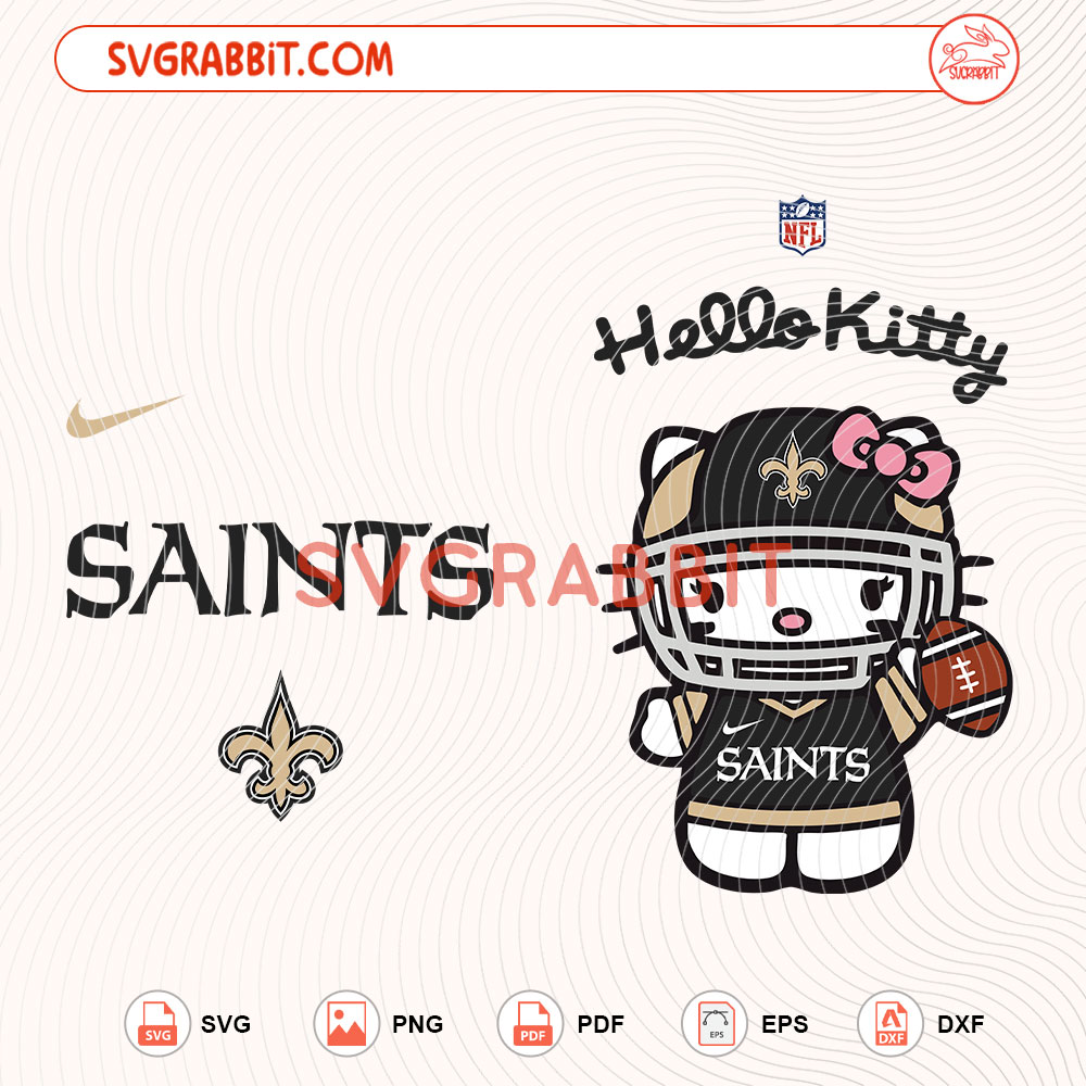 Hello Kitty New Orleans Saints NFL Svg Saints NFL Svg digital download for Cricut Silhouette shirts mugs tumblers stickers decals and football crafts