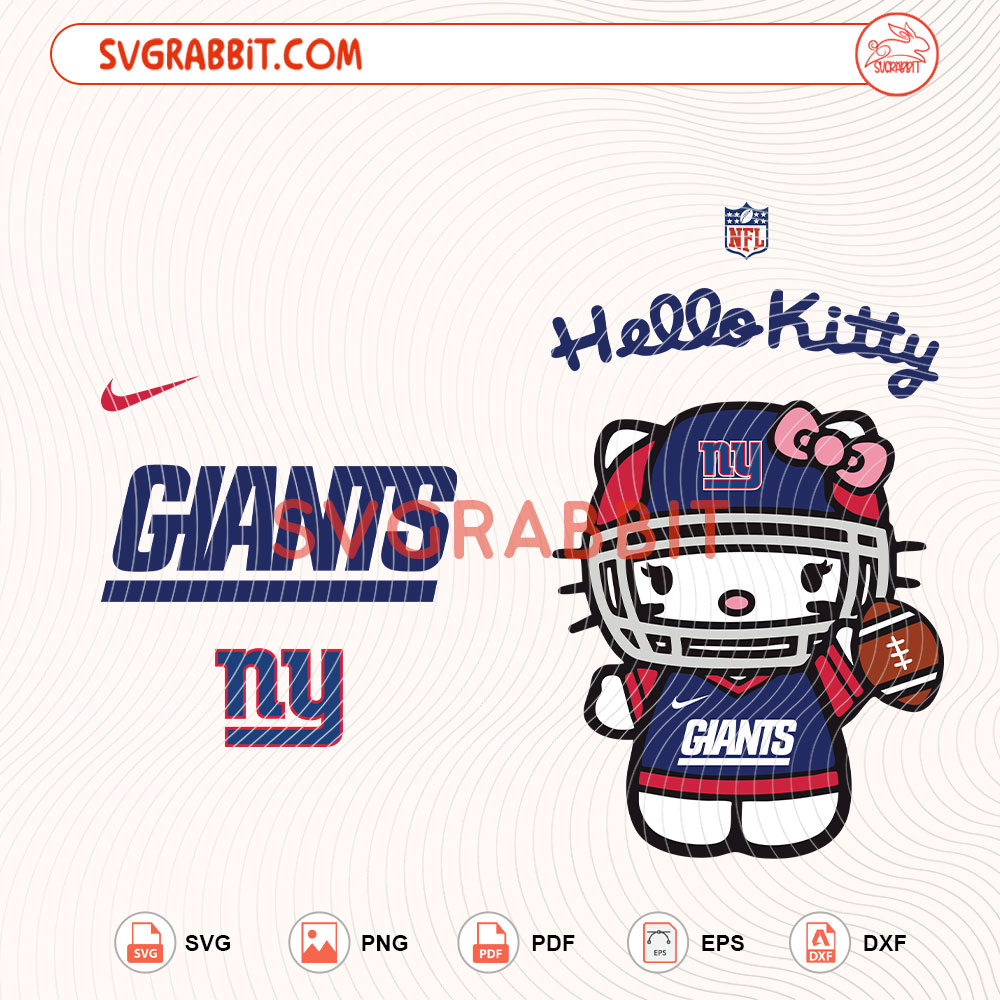Hello Kitty New York Giants NFL Svg New York Giants NFL Svg digital download for Cricut Silhouette shirts mugs tumblers stickers decals and football crafts