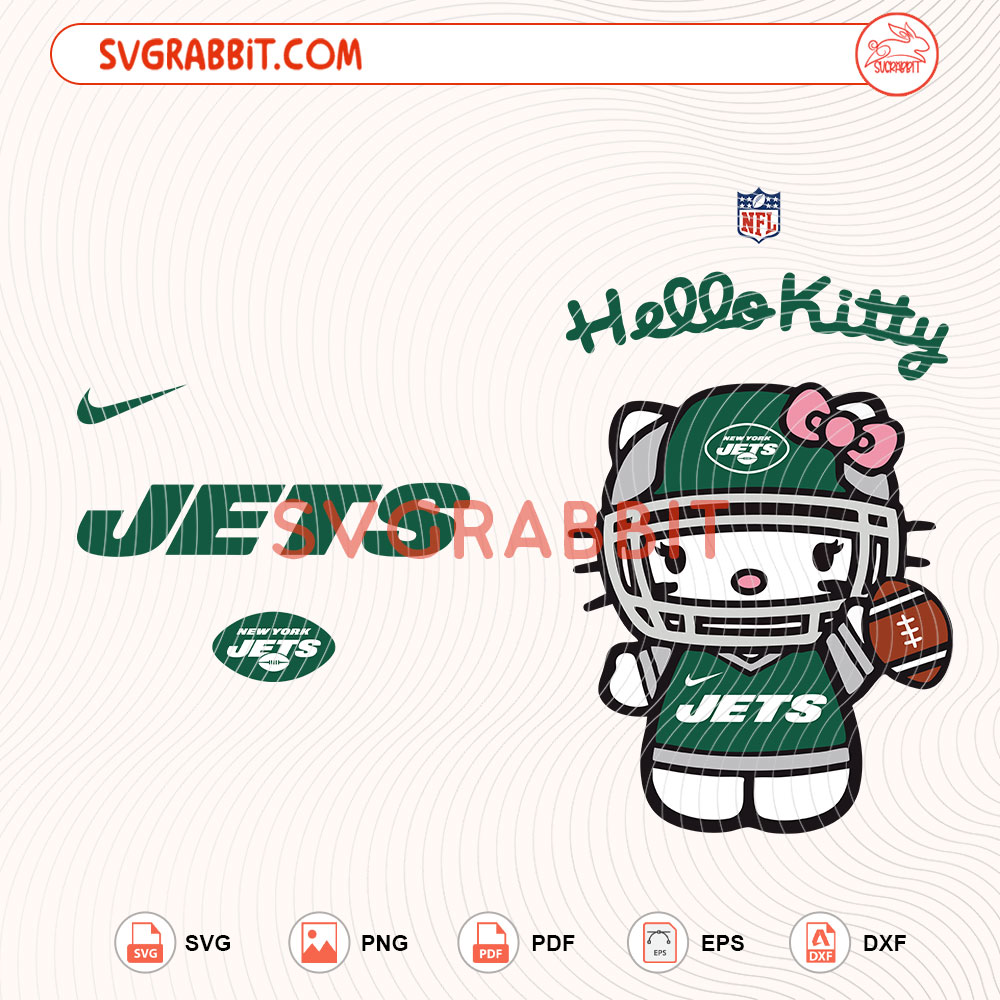 Hello Kitty New York Jets NFL Svg New York Jets NFL Svg digital download for Cricut Silhouette shirts mugs tumblers stickers decals and football crafts