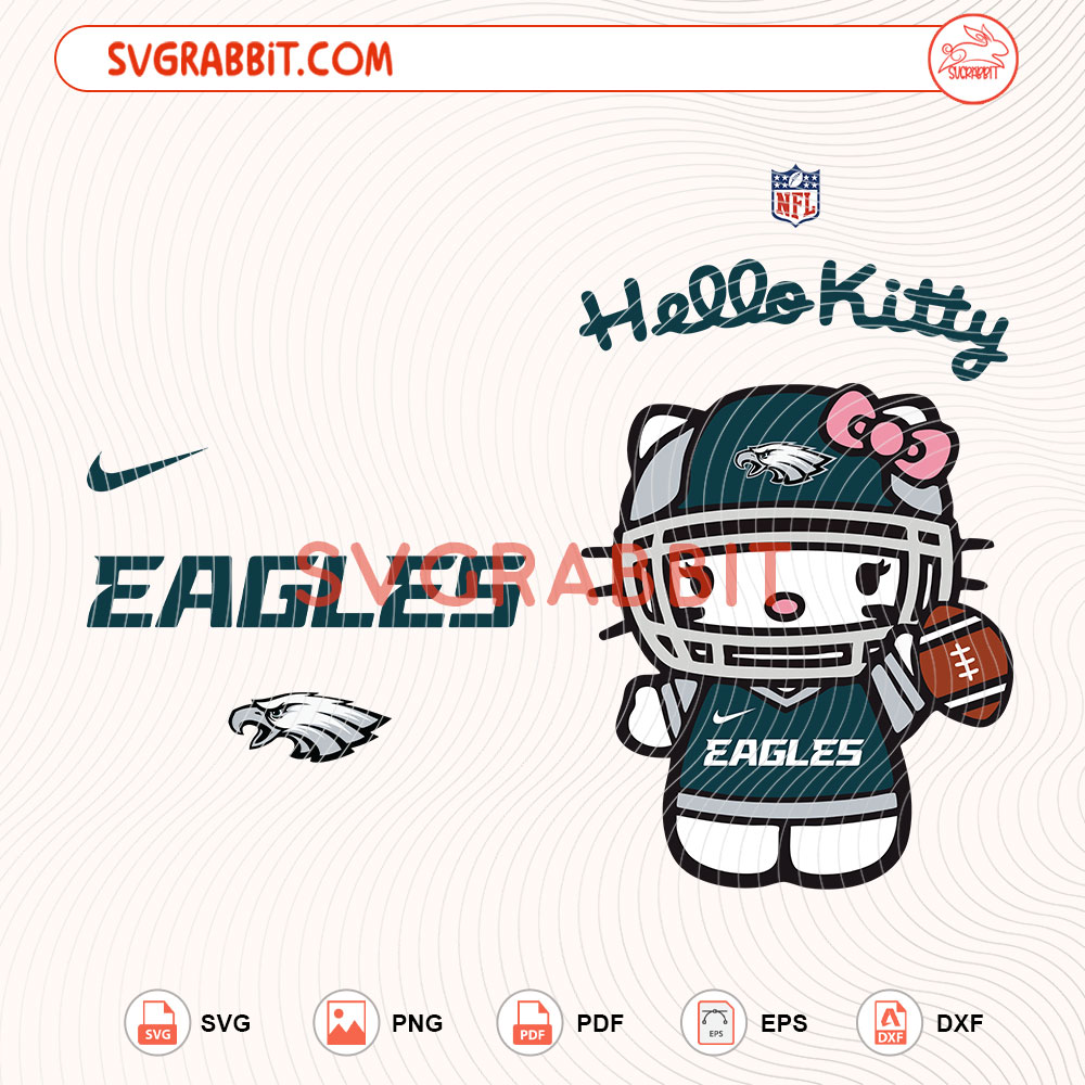 Hello Kitty Philadelphia Eagles NFL Svg Eagles NFL Svg digital download for Cricut Silhouette shirts mugs tumblers stickers decals and football crafts