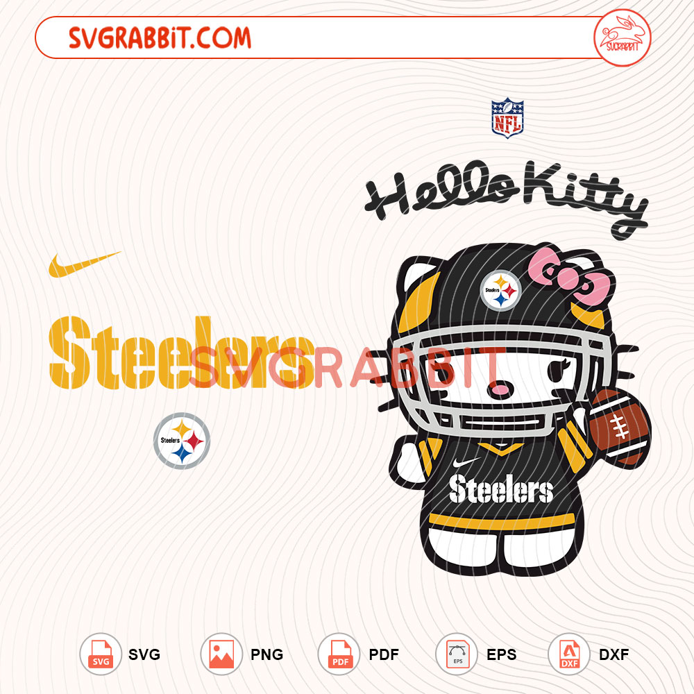 Hello Kitty Pittsburgh Steelers NFL Svg Steelers NFL Svg digital download for Cricut Silhouette shirts mugs tumblers stickers decals and football crafts