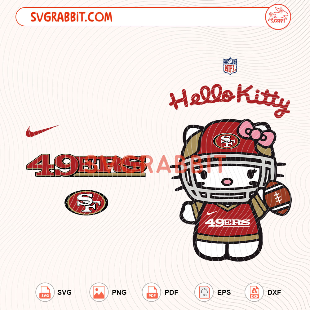 Hello Kitty San Francisco 49ers NFL Svg 49ers NFL Svg digital download for Cricut Silhouette shirts mugs tumblers stickers decals and football crafts