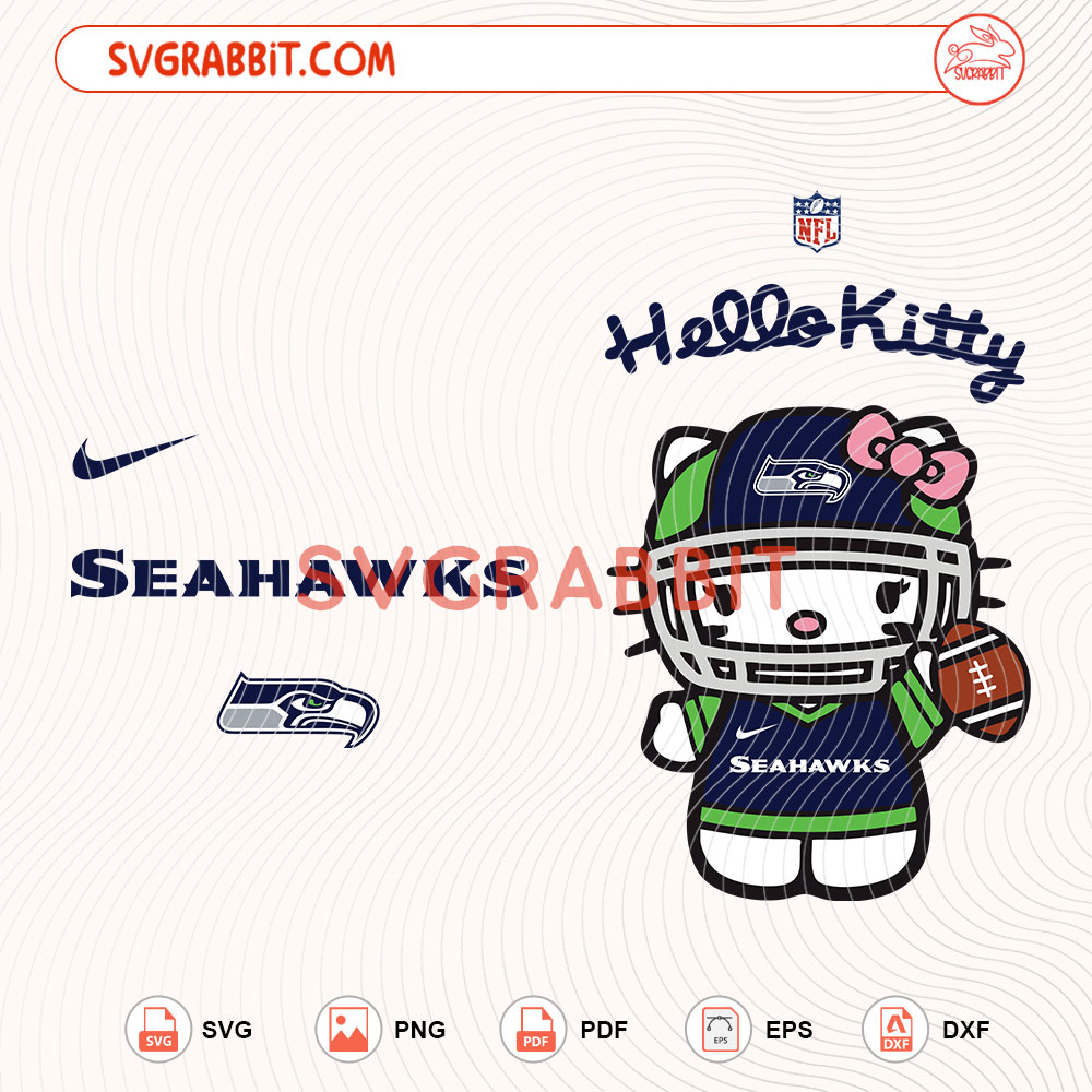 Hello Kitty Seattle Seahawk NFL Svg Seattle Seahawk NFL Svg digital download for Cricut Silhouette shirts mugs tumblers stickers decals and football crafts