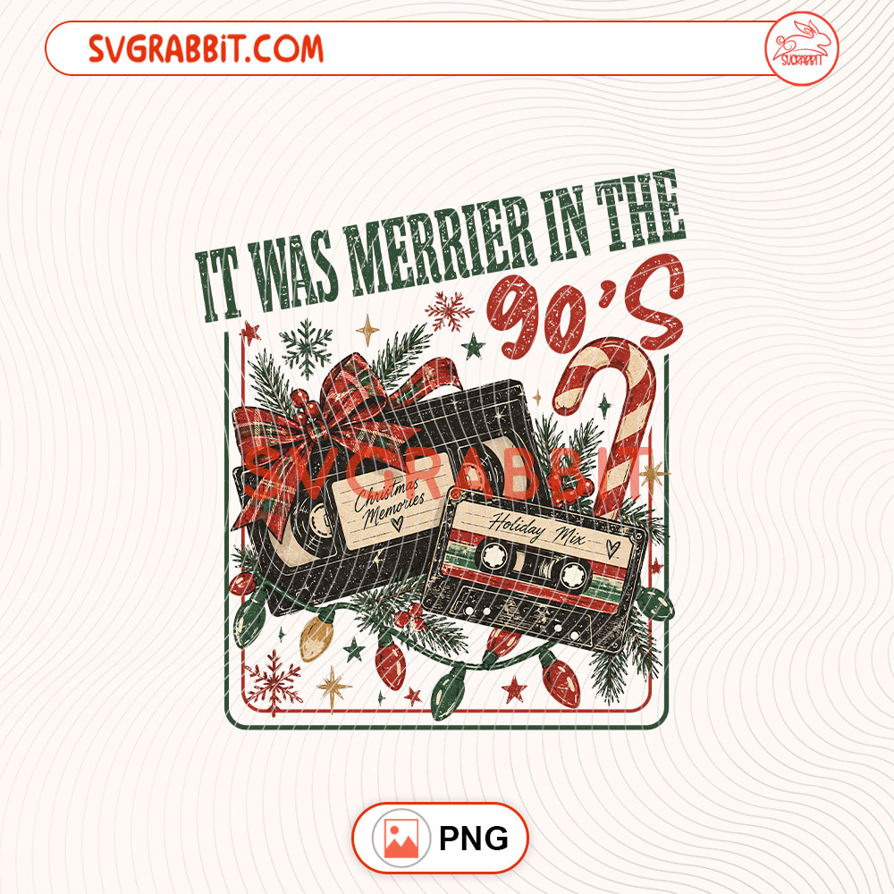 It Was Merrier In the 90s Christmas PNG Retro Christmas PNG for shirts mugs tumblers stickers sublimation nostalgic gifts and holiday crafts
