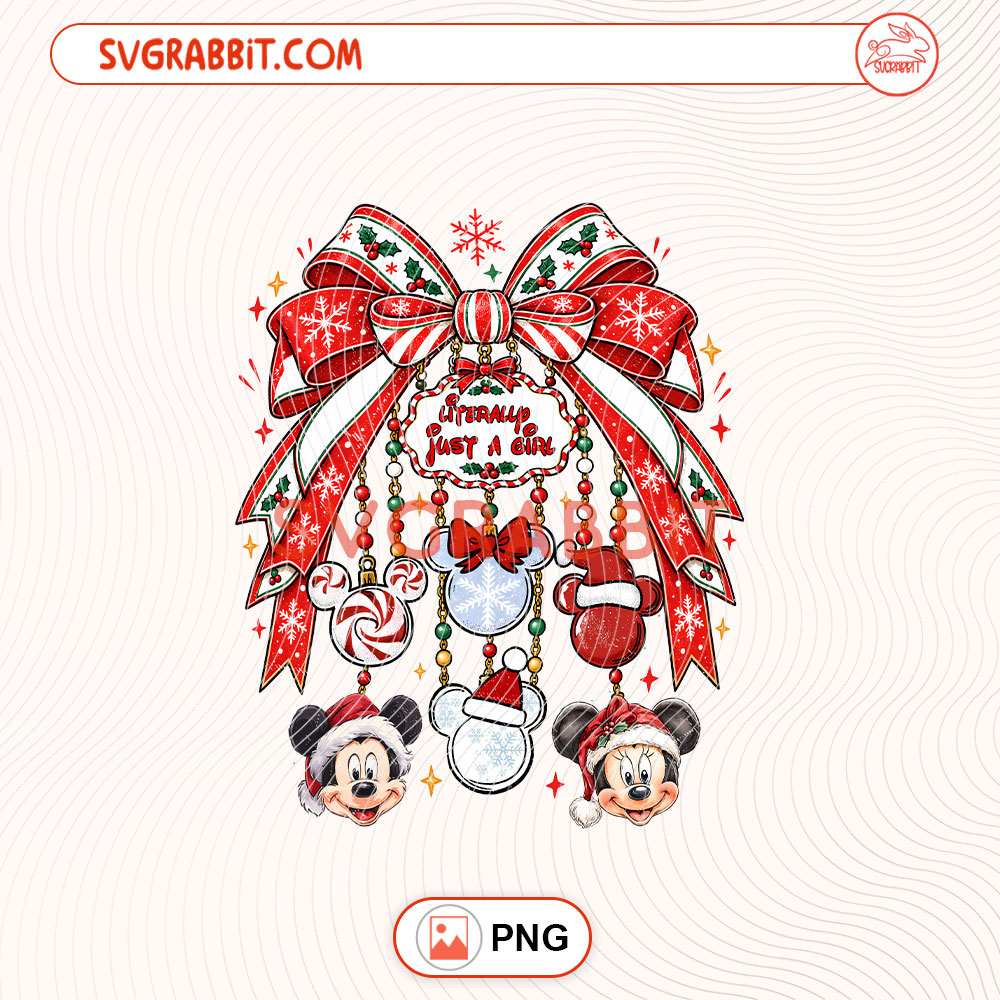 Merry Christmas Mickey and Minnie Coquette Bow PNG for shirts mugs tumblers stickers sublimation gifts and holiday crafts