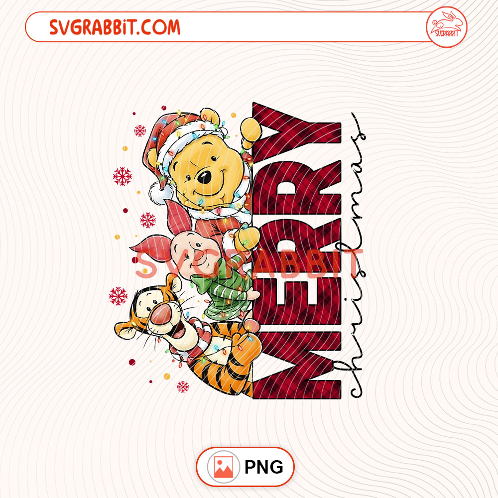 Merry Christmas Winnie The Pooh PNG Xmas Winnie The Pooh PNG for shirts mugs tumblers stickers sublimation holiday gifts and Christmas crafts