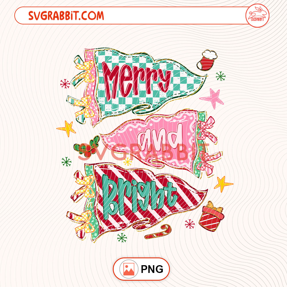 Merry and Bright Christmas PNG Christmas Ready to Print PNG 300 DPI transparent background for shirts mugs tumblers stickers decals holiday gifts and DIY crafts