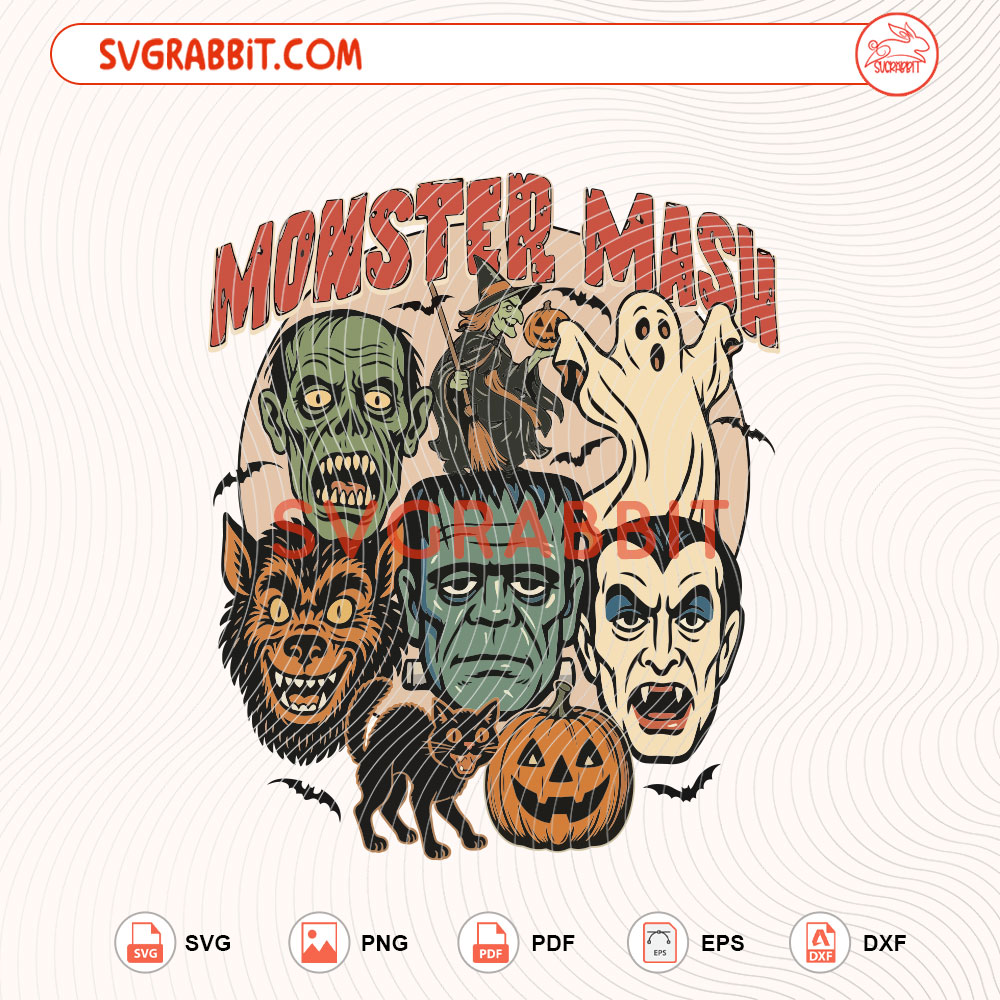 Monster Mash Halloween SVG Retro Halloween Spooky Season SVG digital download for Cricut Silhouette shirts mugs tumblers stickers decals and spooky crafts
