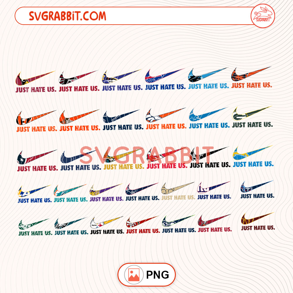 NFL Nike Just Hate Us PNG Bundle Nfl Logo Nike PNG Bundle 300 DPI transparent background for shirts mugs tumblers stickers decals football gifts and game day crafts