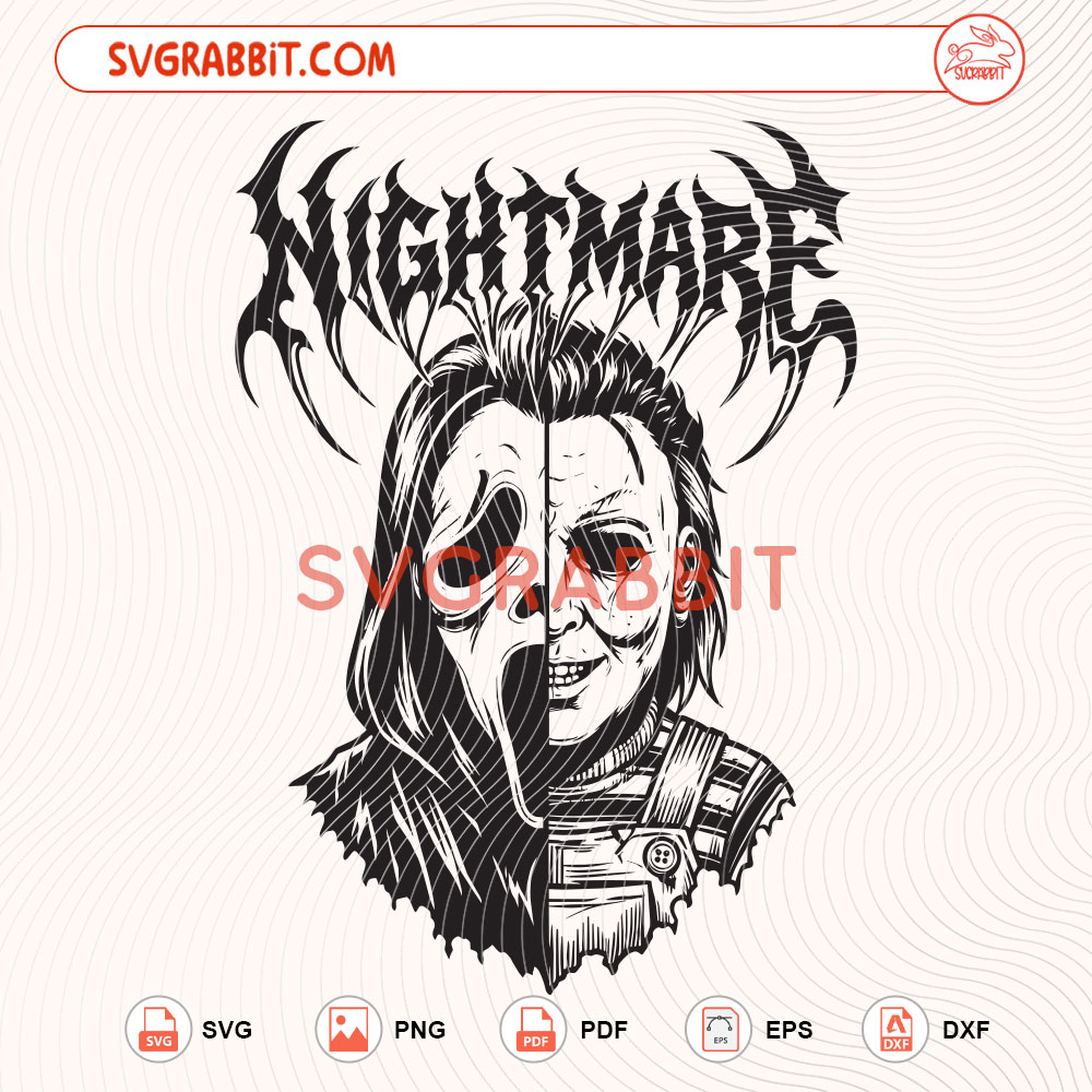 Nightmare Halloween Horror Chucky and Ghostface Scream SVG for Halloween shirts mugs tumblers stickers decals Cricut Silhouette and spooky crafts