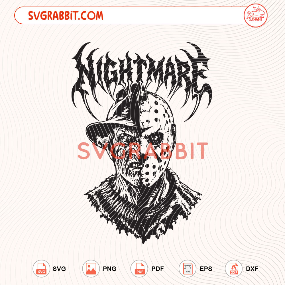 Nightmare Halloween Horror Freddy Krueger and Jason Voorhees SVG for Halloween shirts mugs tumblers stickers decals Cricut Silhouette and spooky crafts