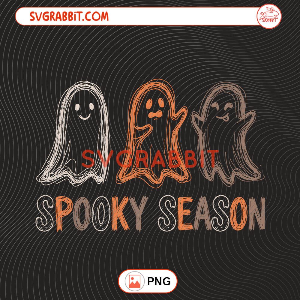 Retro Spooky Season Ghost Trio PNG White Halloween Ghost PNG 300 DPI transparent background for shirts mugs tumblers stickers decals Halloween gifts and spooky crafts