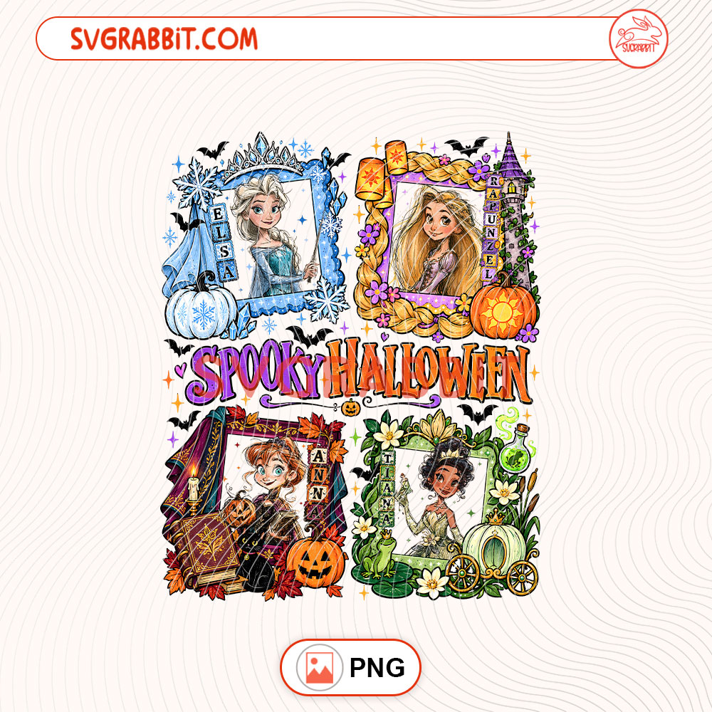 Spooky Halloween Disney Princess PNG Spooky Halloween PNG for shirts mugs tumblers stickers sublimation gifts and Halloween crafts