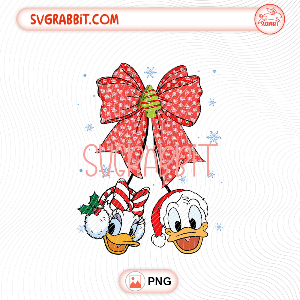 Coquette Bow Cherry Daisy And Donald Christmas Disney PNG for shirts mugs tumblers stickers sublimation festive gifts and holiday crafts