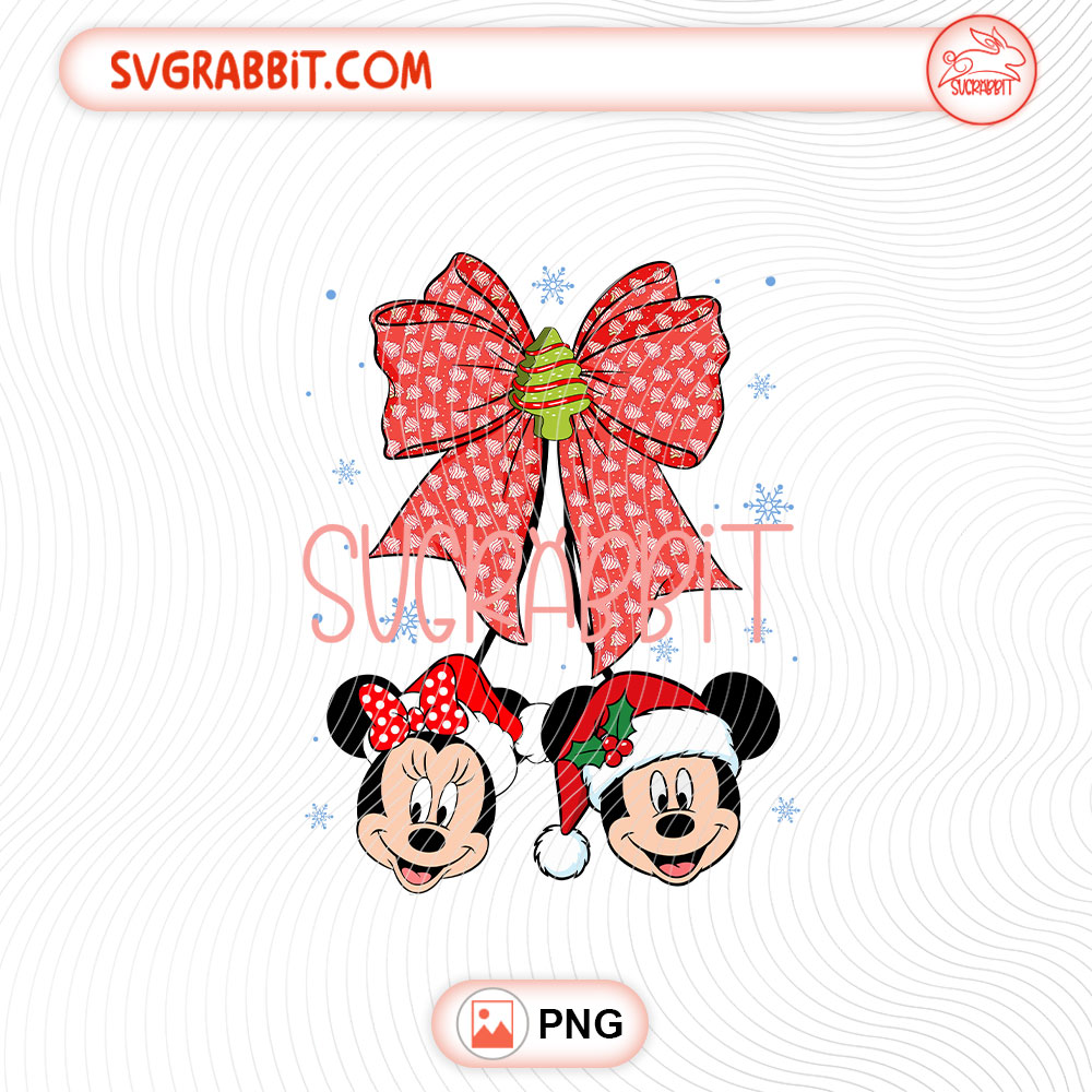 Coquette Bow Cherry Mickey And Minnie Disney Christmas PNG for shirts mugs tumblers stickers sublimation festive gifts and holiday crafts