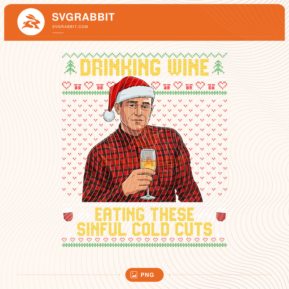 Drinking Wine Christmas Monster The Ed Gein Story Ugly Sweater PNG for horror Christmas sweaters shirts mugs tumblers stickers sublimation and holiday crafts