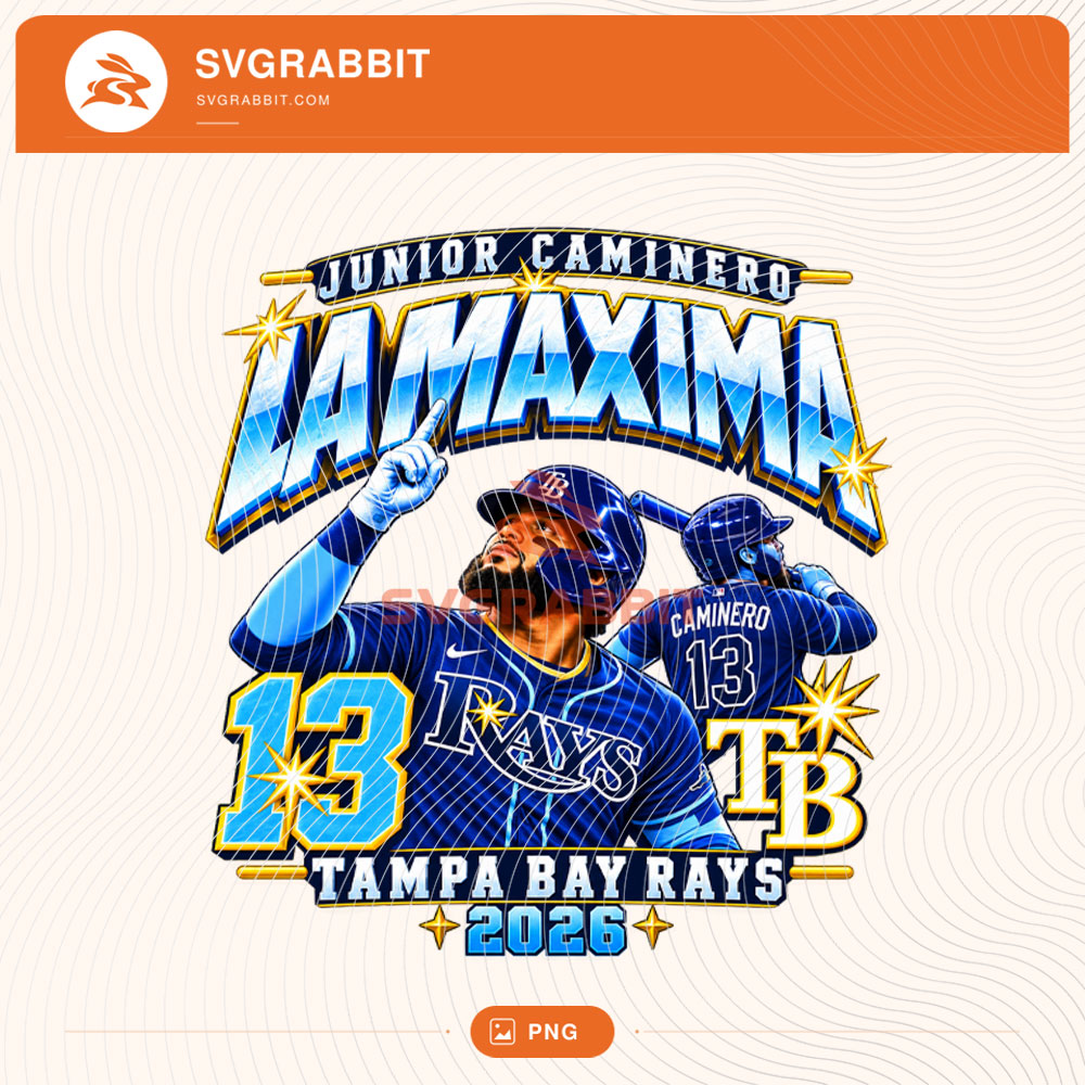 Junior Caminero Tampa Bay Rays 2026 PNG Tampa Bay Rays PNG for baseball shirts mugs tumblers stickers sublimation game day gifts and fan crafts