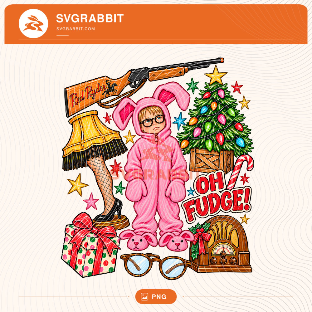 Pink Bunny Suit Leg Lamp Christmas Movie PNG Christmas PNG for shirts mugs tumblers stickers sublimation movie night gifts and retro holiday crafts
