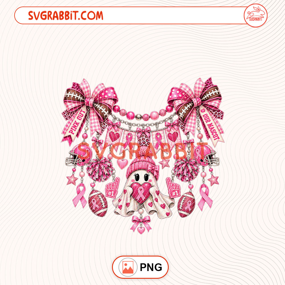 Pink Out Football Bow PNG Breast Cancer Awareness PNG for football shirts mugs tumblers stickers sublimation awareness events and supporter crafts