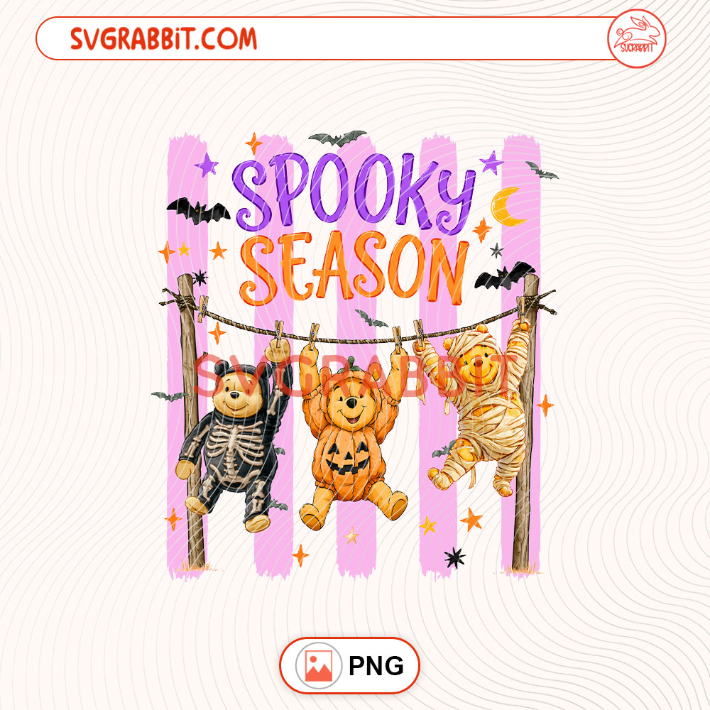 Spooky Season Winnie The Pooh Disney Halloween PNG for shirts mugs tumblers stickers sublimation spooky gifts and Halloween crafts