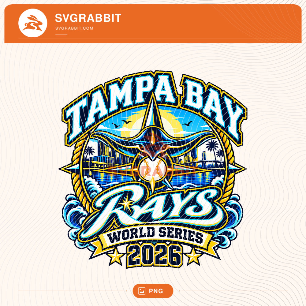 Tampa Bay Rays 2026 World Series Coastal Baseball PNG for shirts mugs tumblers stickers sublimation postseason gifts watch parties and fan crafts