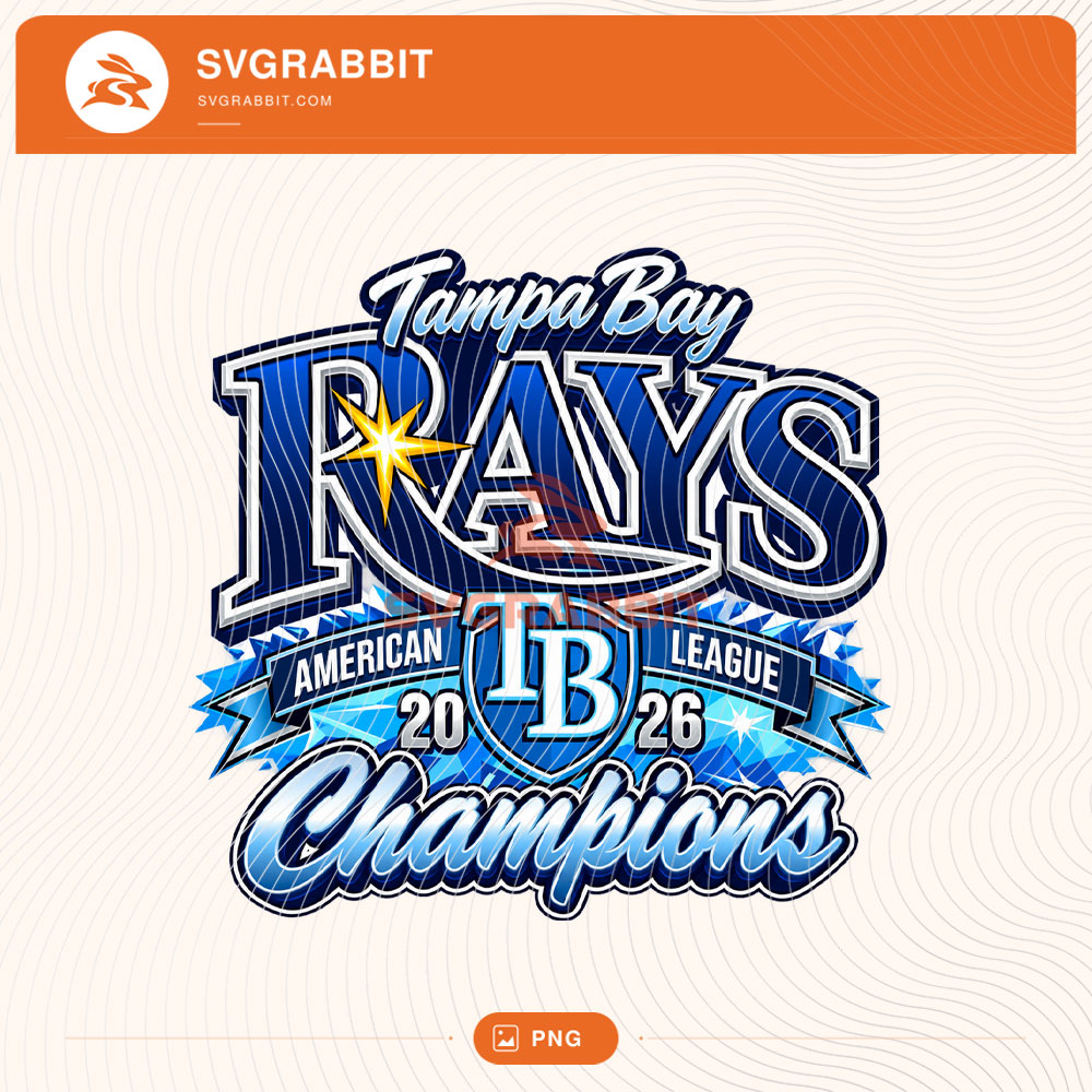Tampa Bay Rays American League Champions 2026 Baseball PNG for shirts mugs tumblers stickers sublimation postseason gifts and fan crafts