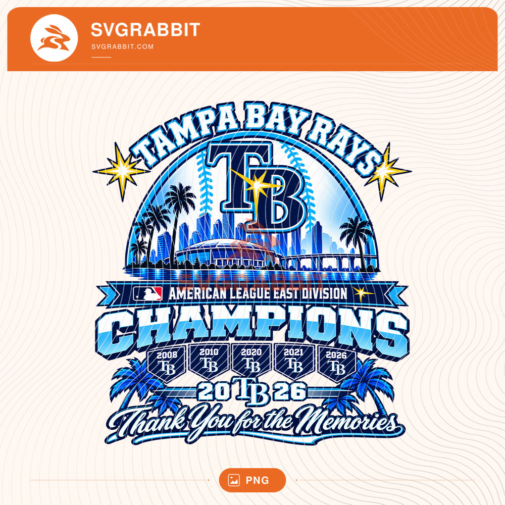 Tampa Bay Rays Champions PNG Tampa Bay Rays 2026 American PNG for baseball shirts mugs tumblers stickers sublimation postseason gifts and fan crafts